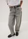 Grey pure cotton denim jeans, balloon fit_2