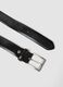 Black genuine leather belt with metal buckle_1