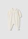 Tutina bianco sporco in misto cotone organico con piedini_0