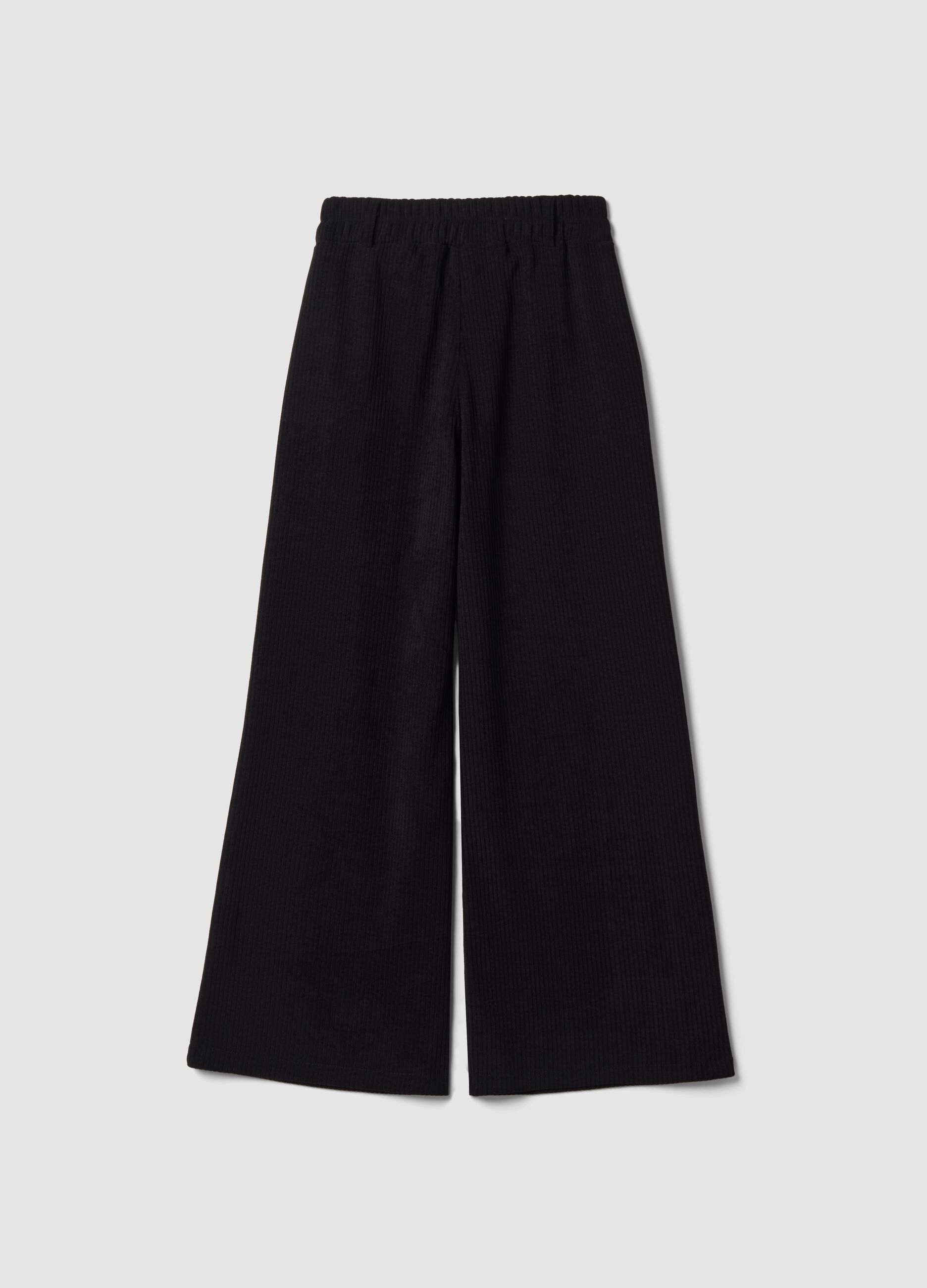 Pantaloni neri lunghi in tessuto elasticizzato regular fit