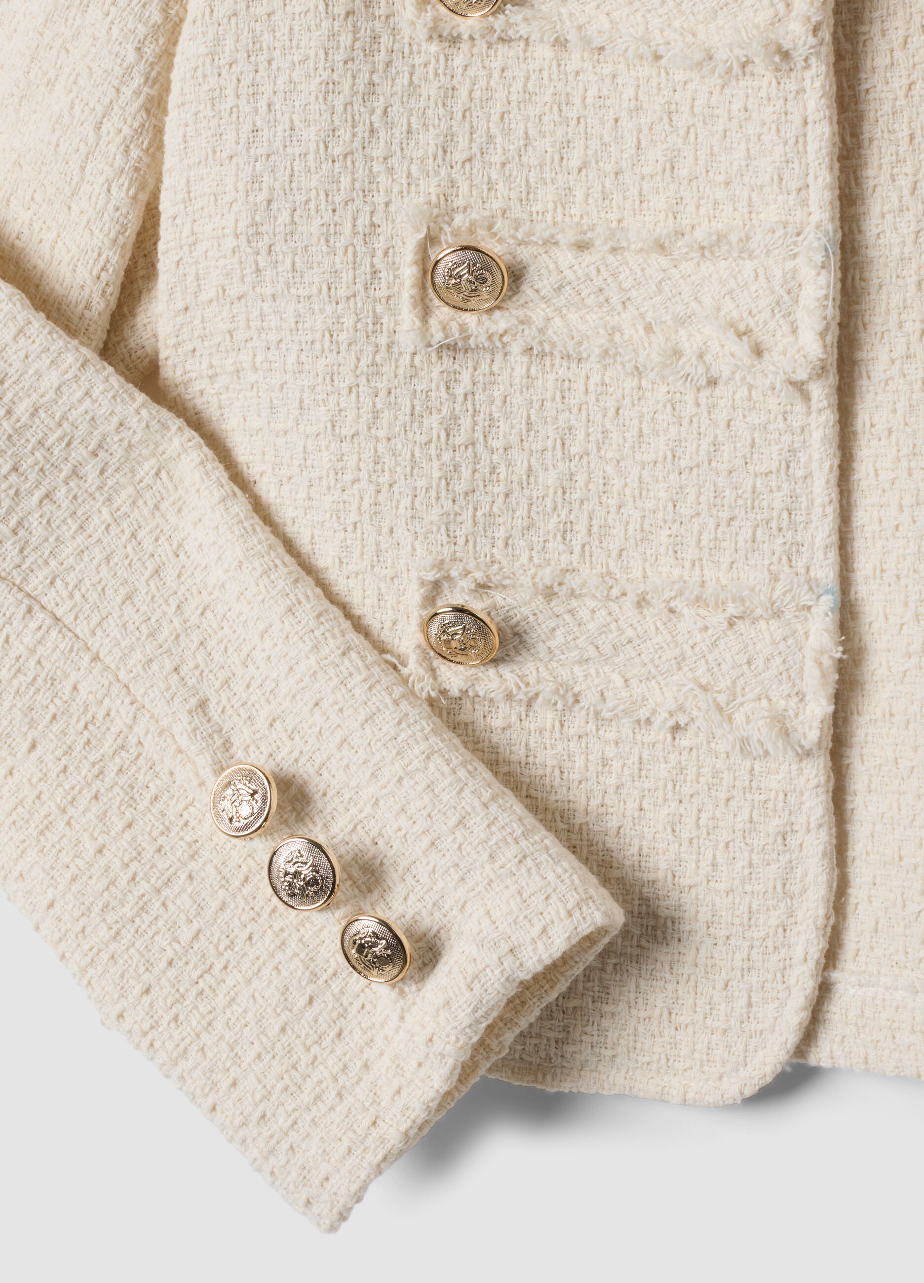 Beige cotton and viscose blend jacket