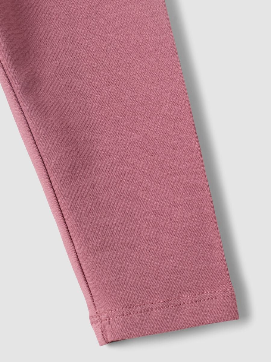 Purple slim-fit organic cotton blend leggings for baby girl_3
