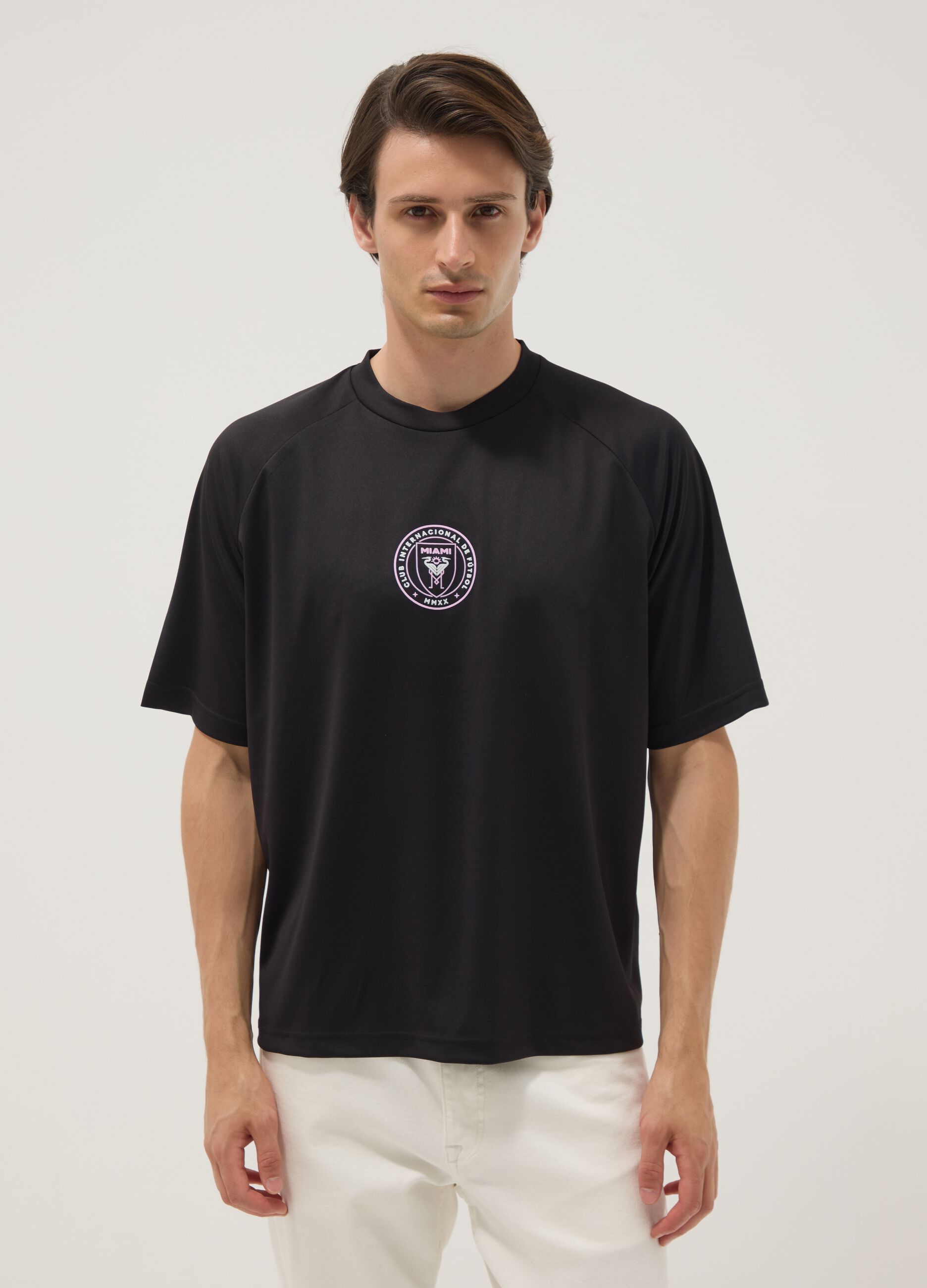 Schwarzes T-Shirt mit Inter Miami CF Print