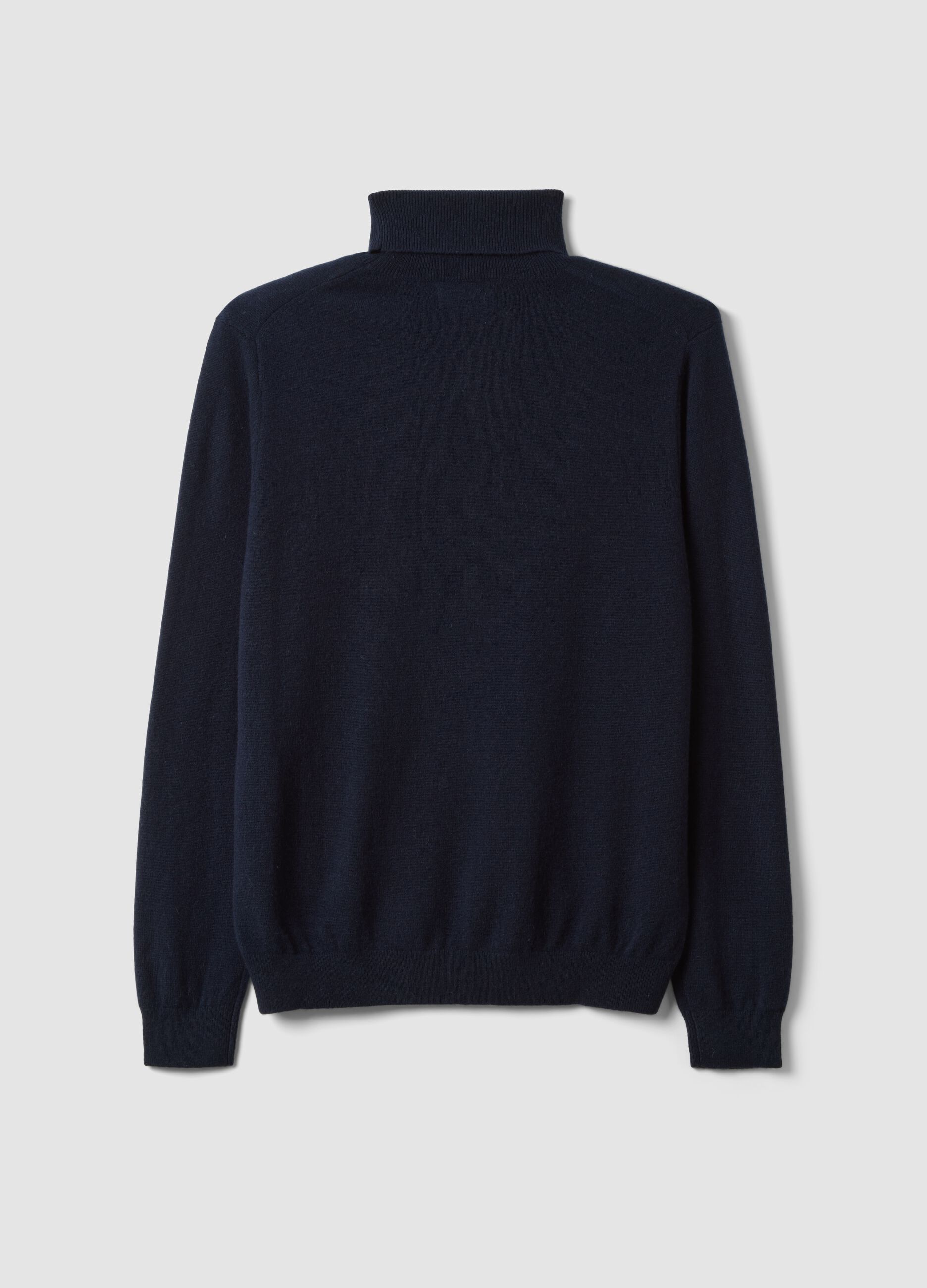 Blauer Rollkragenpullover aus reinem Kaschmir, Regular Fit