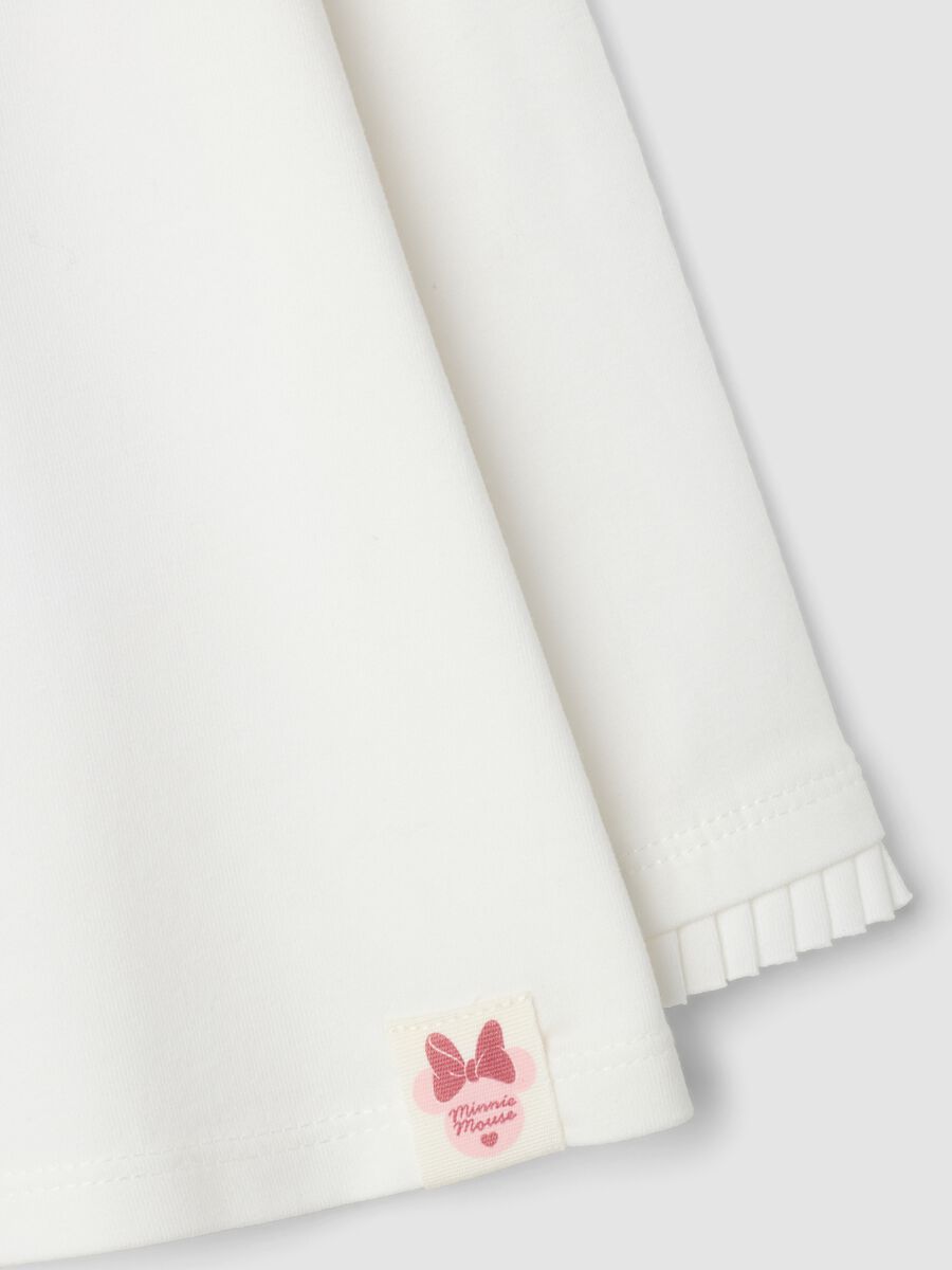 White stretch organic cotton T-shirt with Minnie embroidery_2