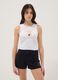 Tank top bianco in cotone elasticizzato con stampa Miami Heat fitted per ragazza_0
