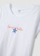 White pure cotton pyjama T-shirt, regular fit with embroidery_5