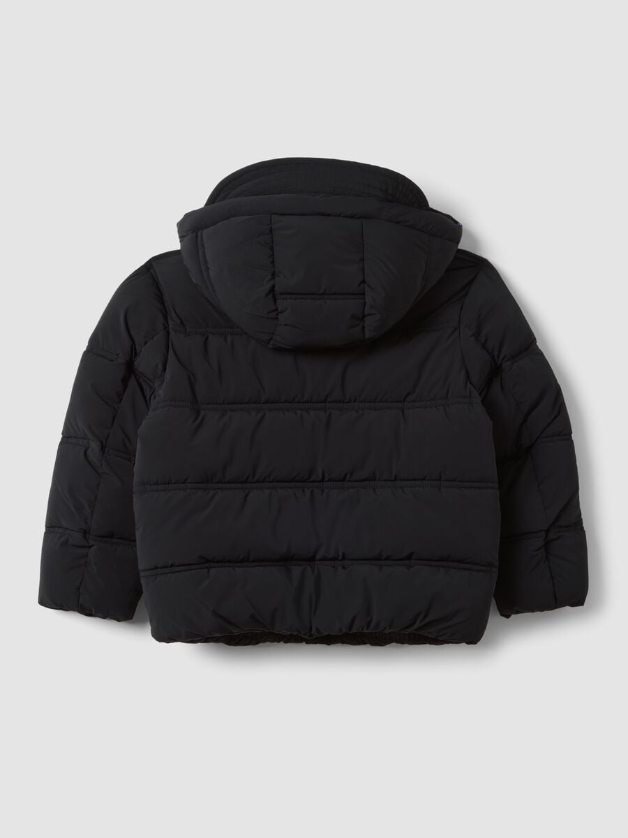 Black padded jacket in stretch fabric_1