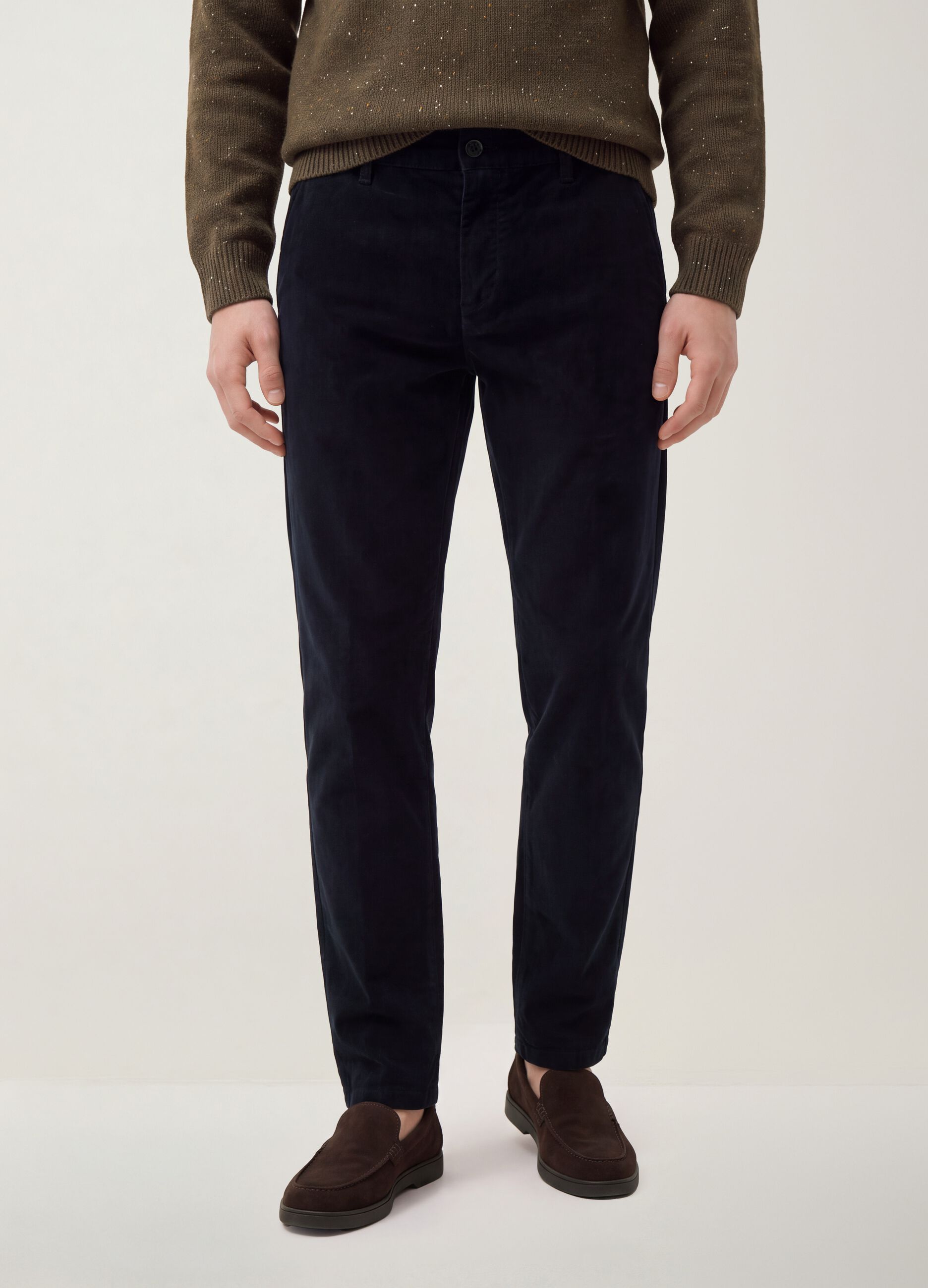 Blue regular-fit stretch cotton cord chino trousers