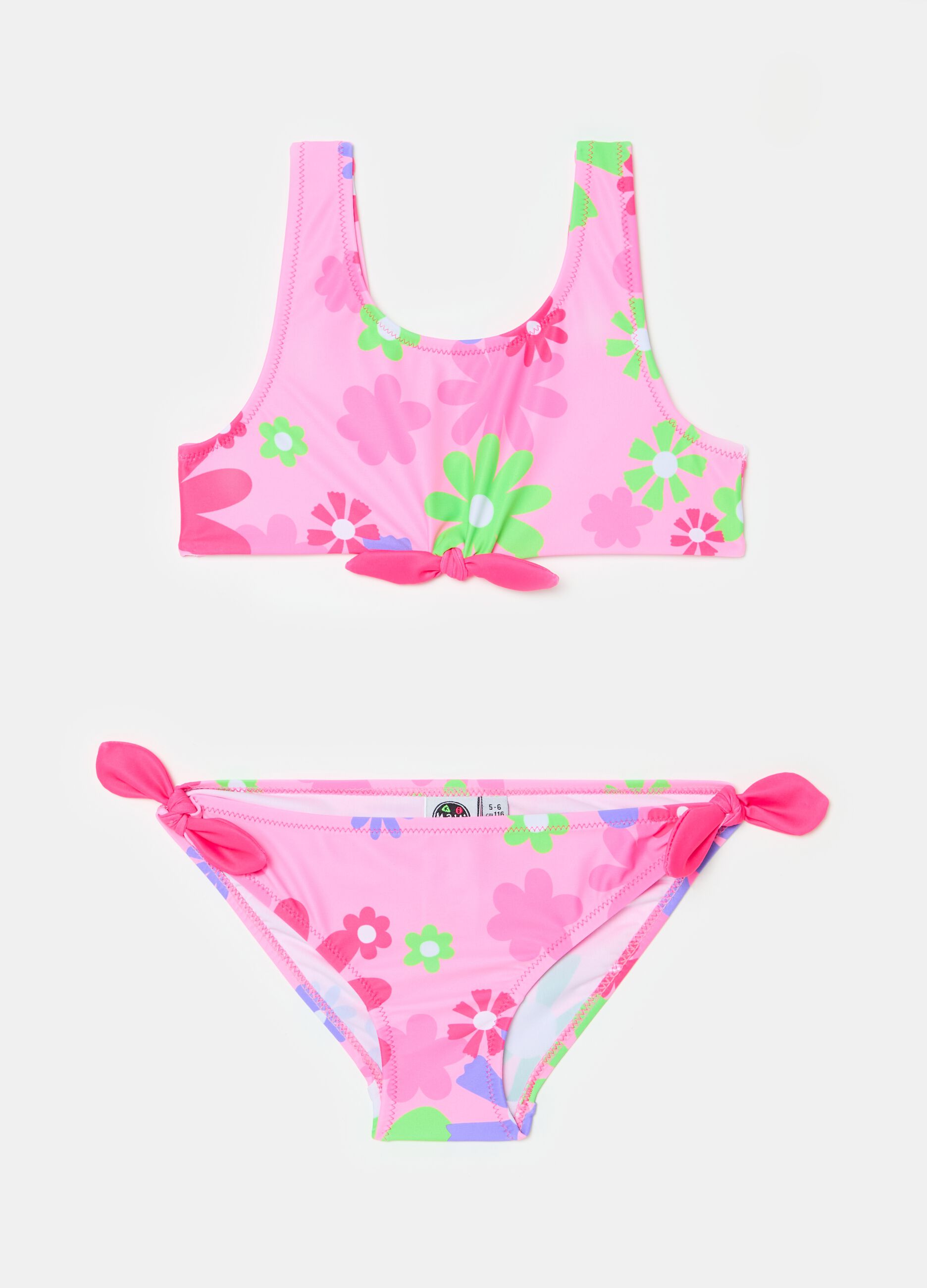 Bikini con motivo floral con logo estampado