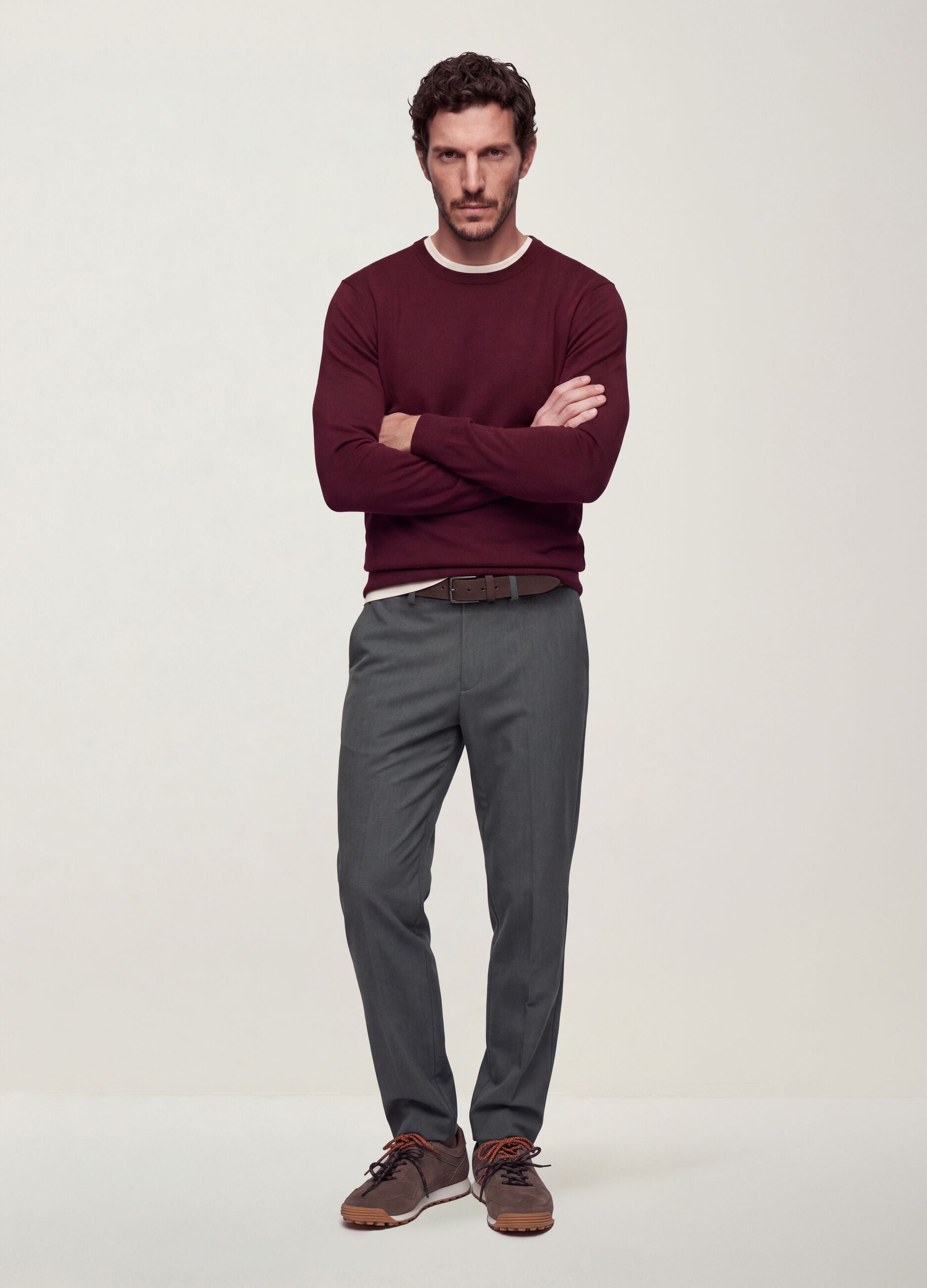 Grey slim-fit stretch viscose twill chino trousers