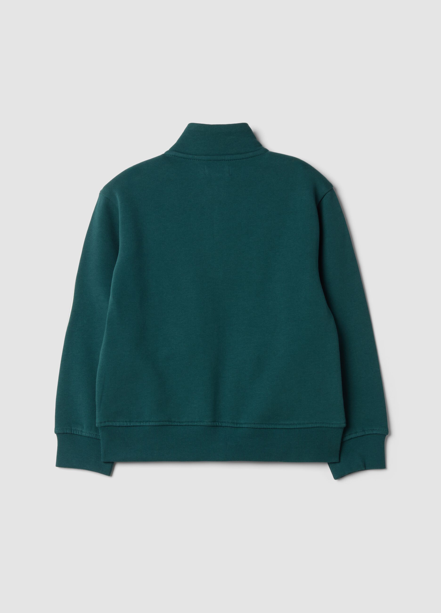 Felpa verde con colletto in puro cotone organico