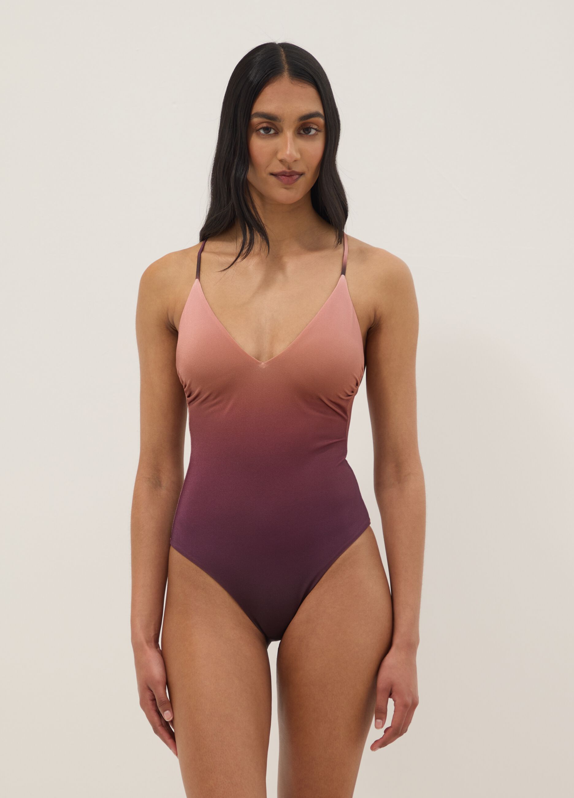 Pink gradient stretch swimsuit