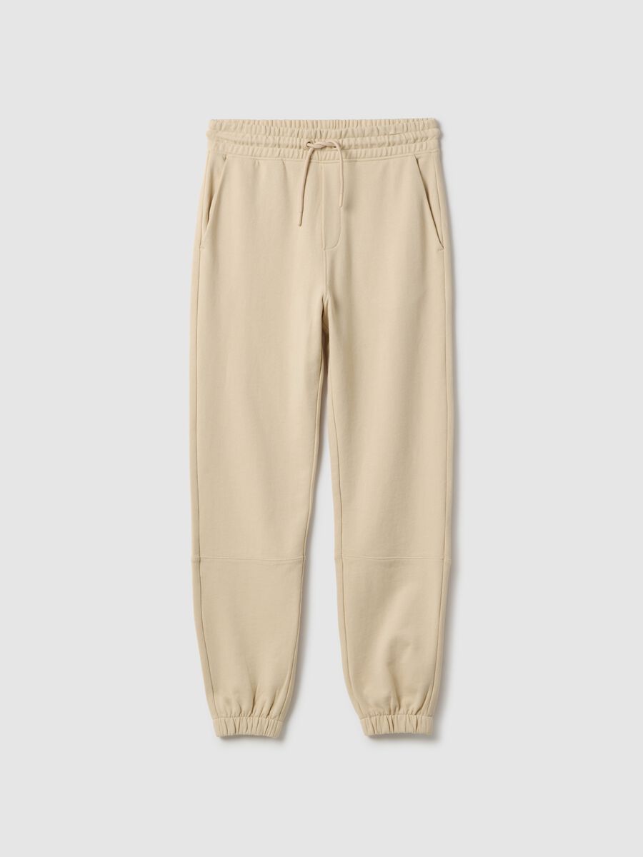 Beige jogger trousers for boys in pure organic cotton regular fit_3
