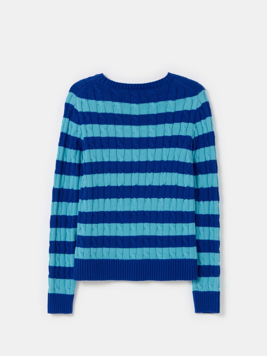 Striped pullover with cable-knit design_4