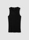 Black ribbed stretch-cotton fitted tank top_4