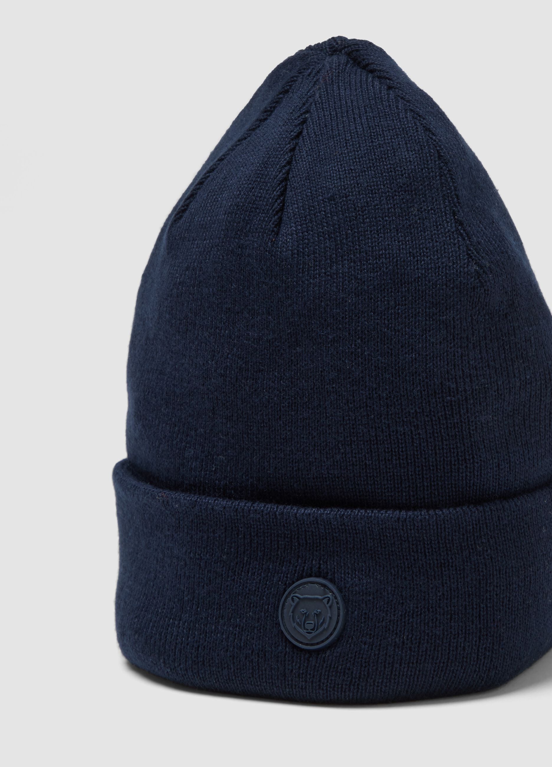 Blue cotton-blend jersey knit hat