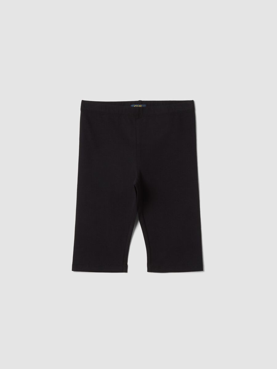 Girls&rsquo; black skinny cycling shorts in stretch cotton_0