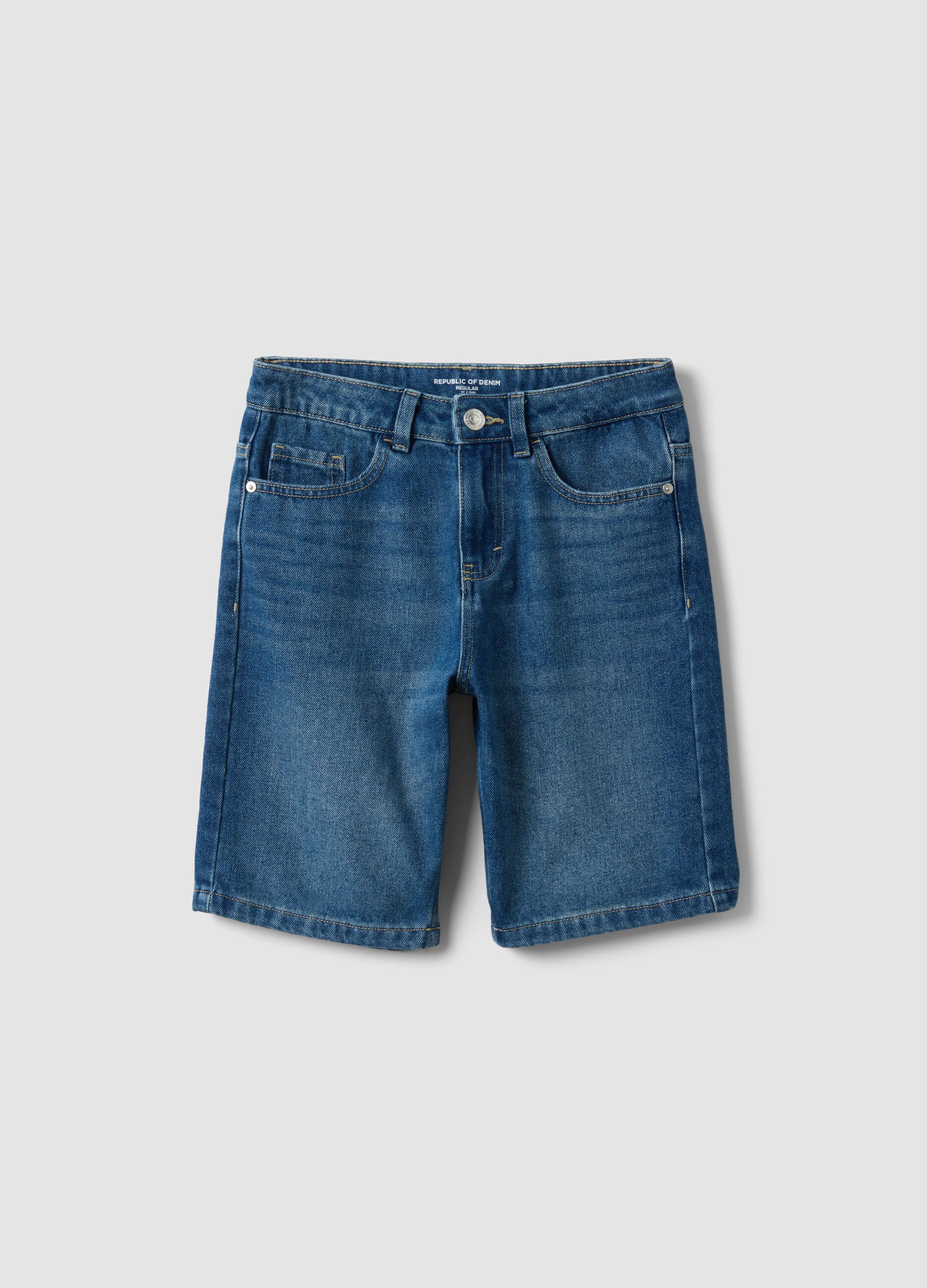 Blaue Denim-Shorts f&uuml;r Jungen aus Baumwollmix im Regular Fit