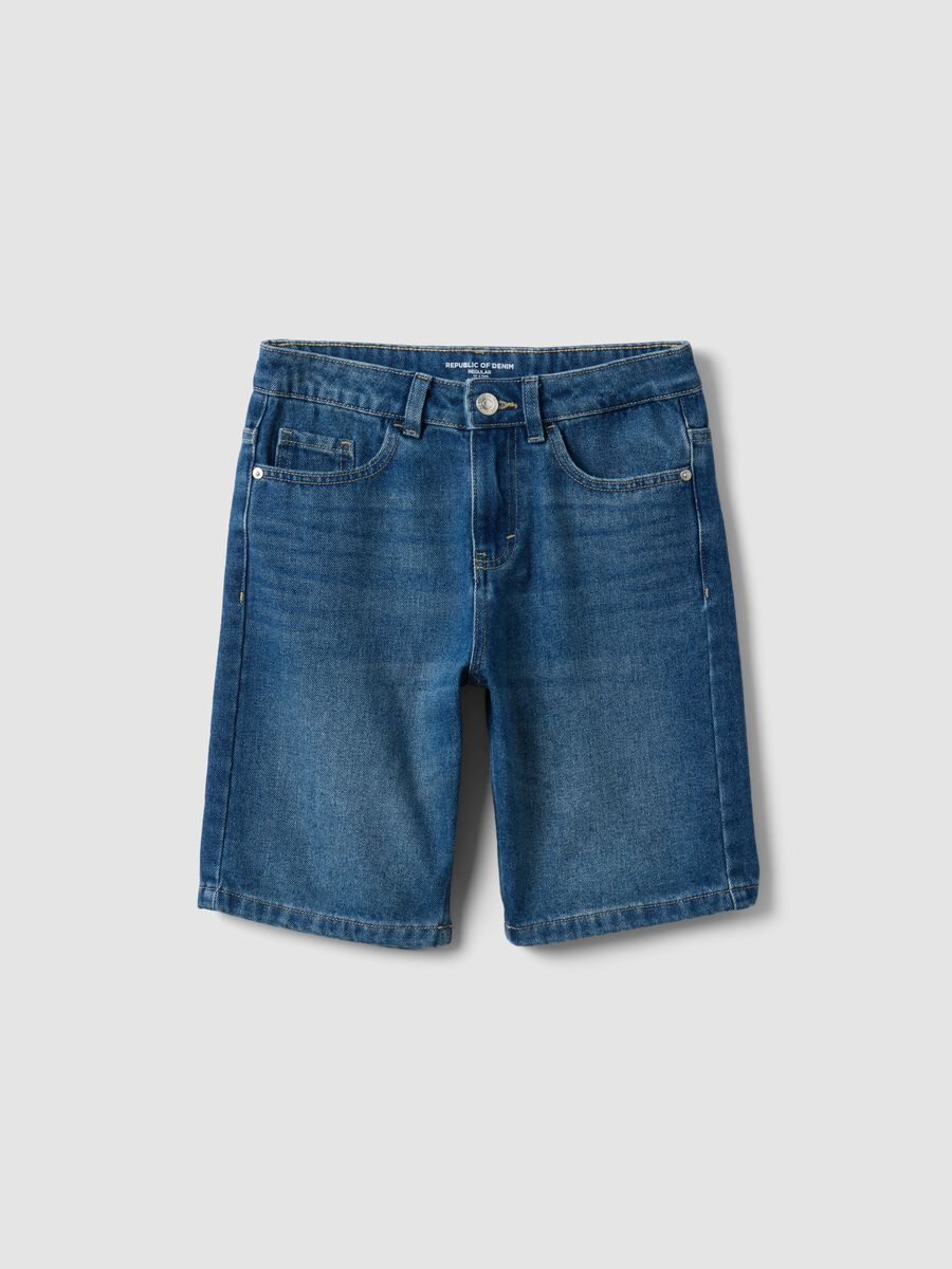 Blaue Denim-Shorts f&uuml;r Jungen aus Baumwollmix im Regular Fit_0