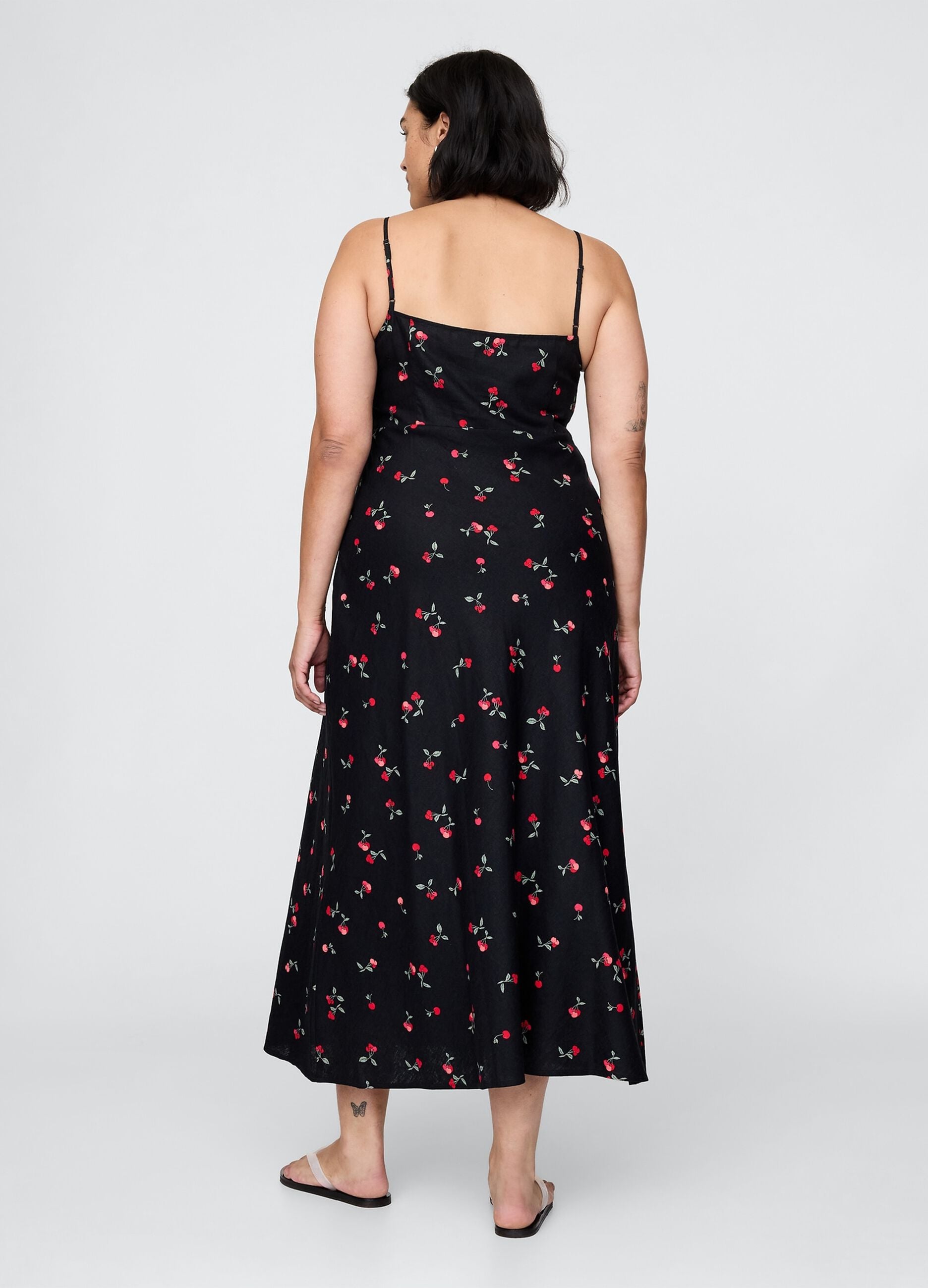 Black Long Dress with Floral Print
