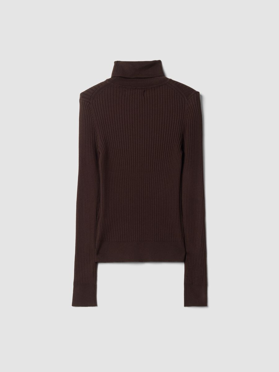 Brown ribbed viscose-blend turtleneck jumper_2