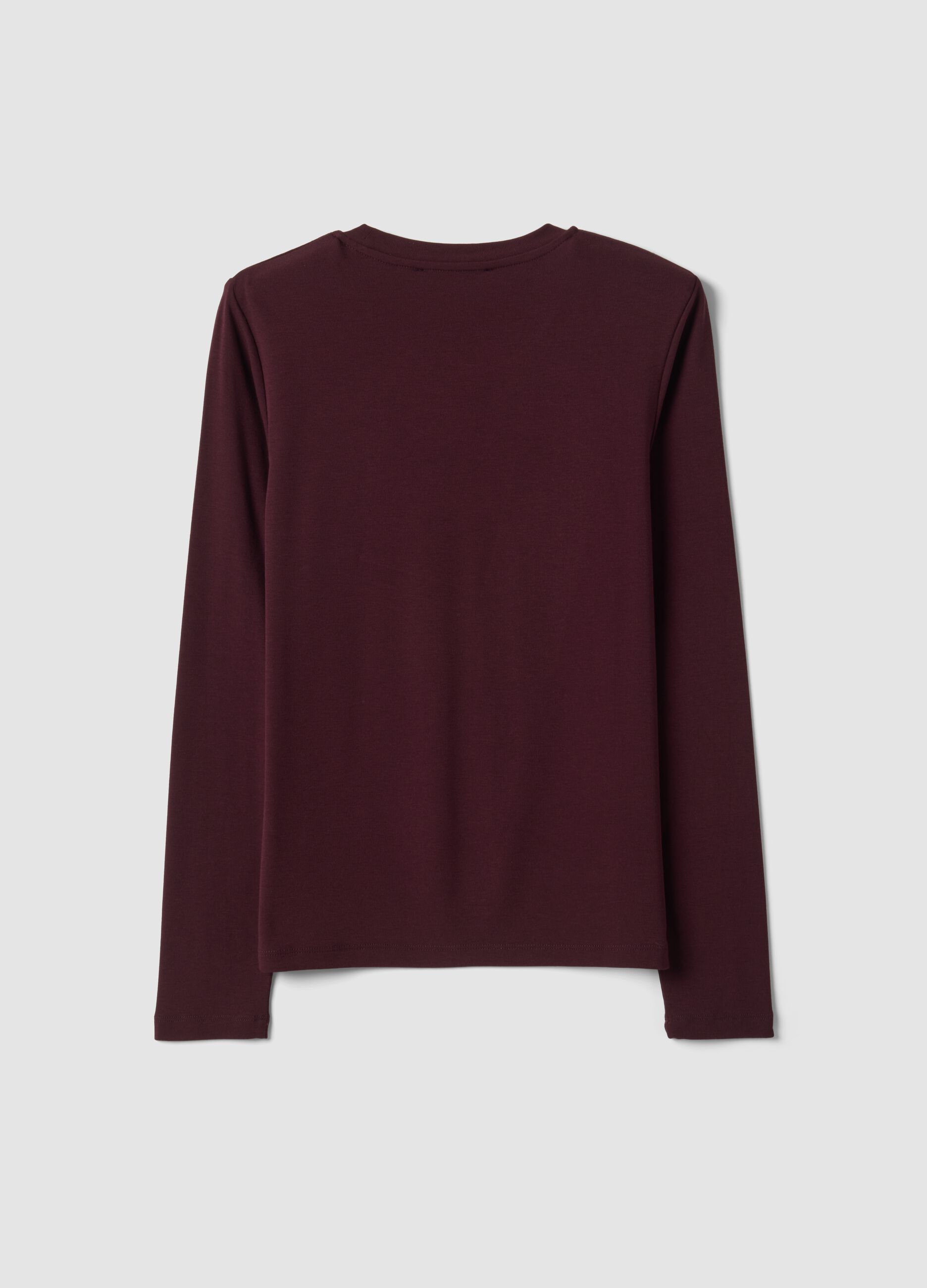 T-shirt viola girocollo in viscosa e lana elasticizzata regular fit