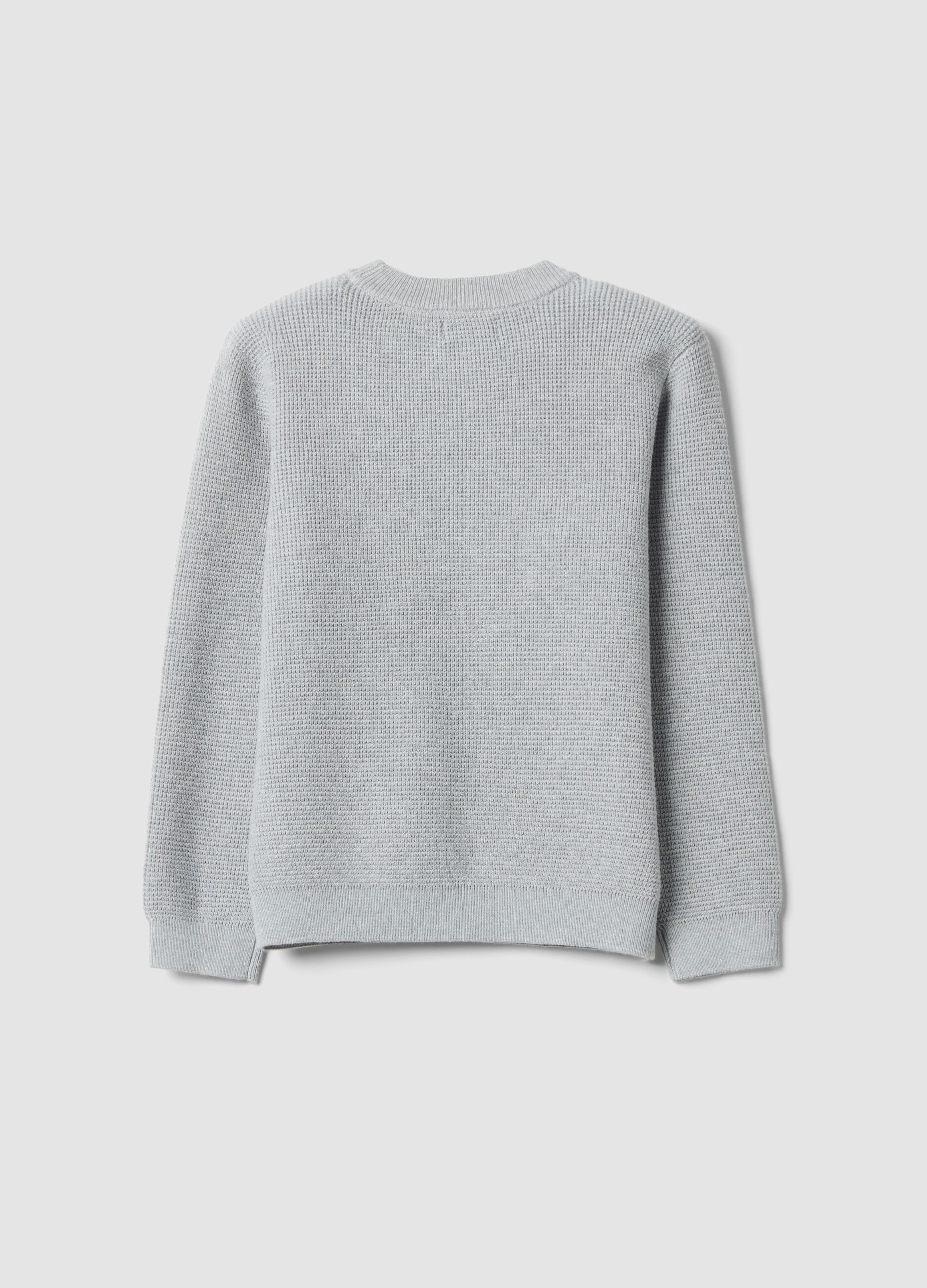Maglia grigia in misto cotone girocollo lavorata a maglia