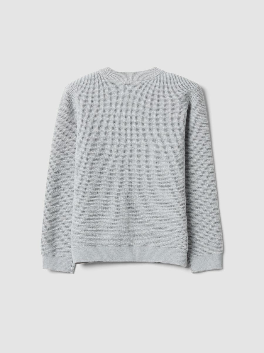 Maglia grigia in misto cotone girocollo lavorata a maglia_1
