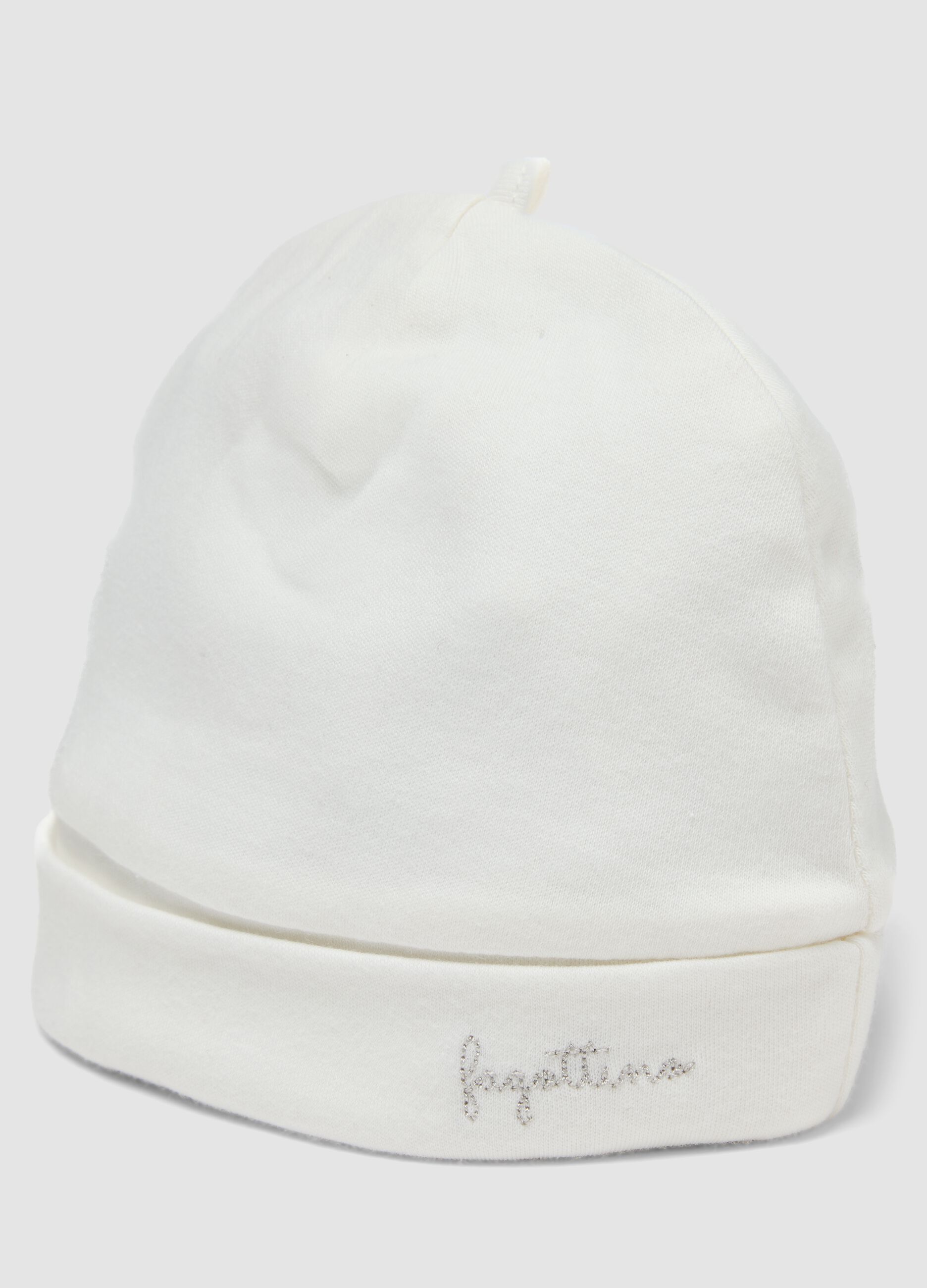 Cappello bianco in puro cotone organico per neonati