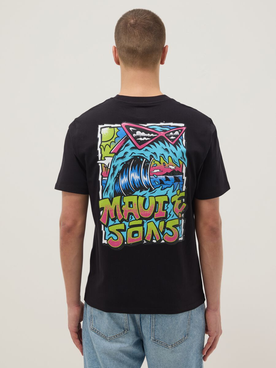 Black pure cotton relaxed-fit T-shirt with print_2