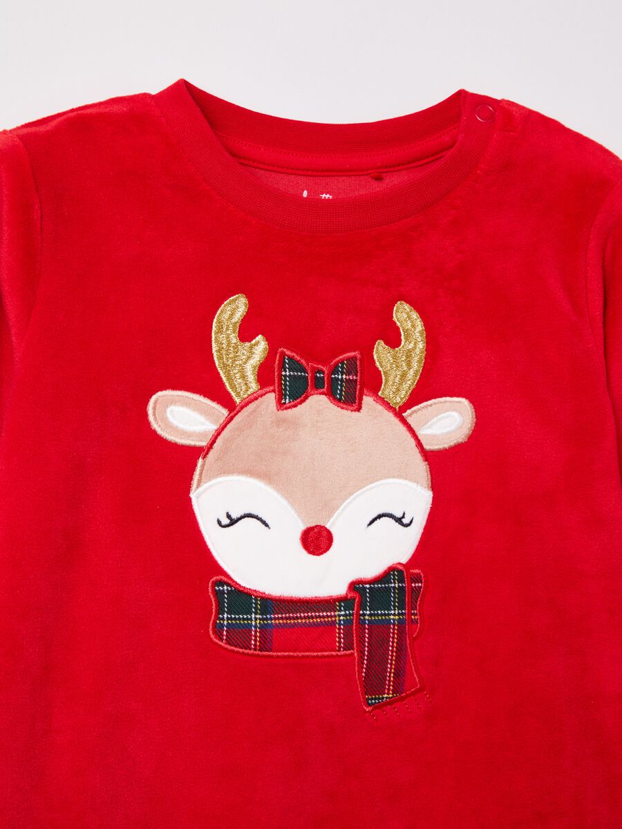 Velour pyjamas with reindeer patch_2