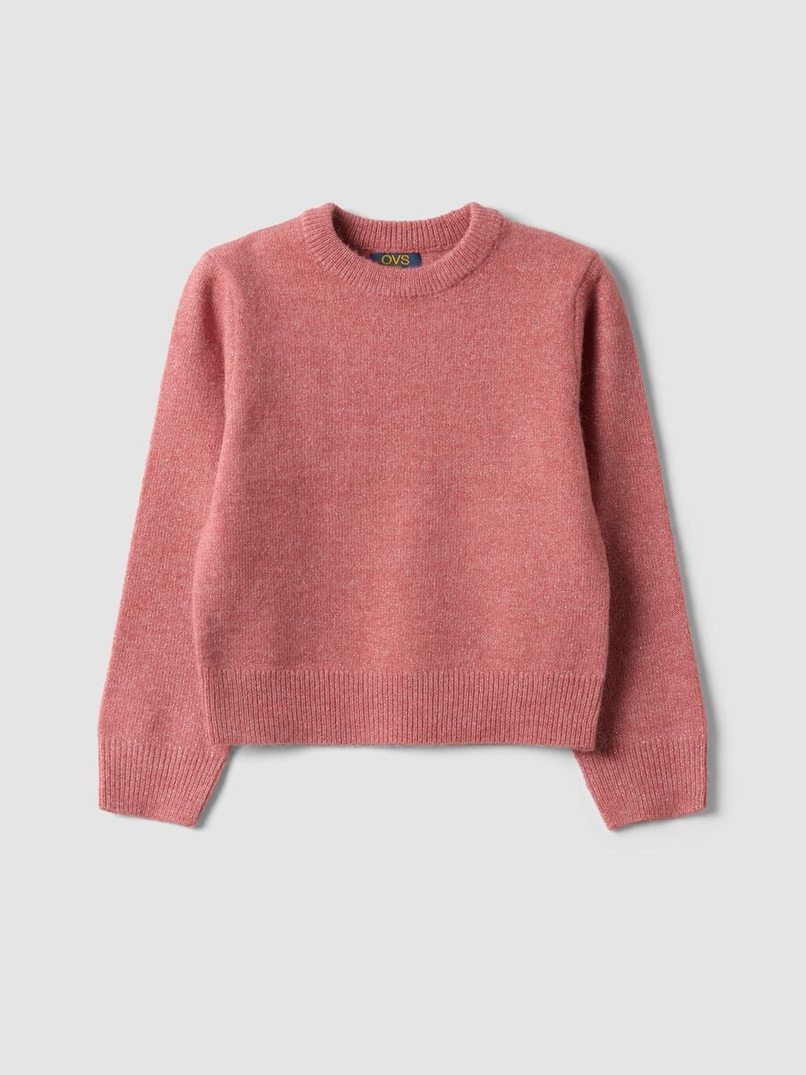 Pink stretch crew-neck jumper_0