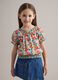 Blusa de menina em algod&atilde;o puro floral multicolorida com corte regular_1