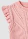 Gilet rosa chiaro in misto viscosa con girocollo in maglia_3