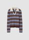Maglia multicolor a righe in misto viscosa colletto polo fitted_0