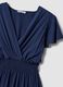 Long blue pure-viscose dress with wrap V-neck, regular fit_1