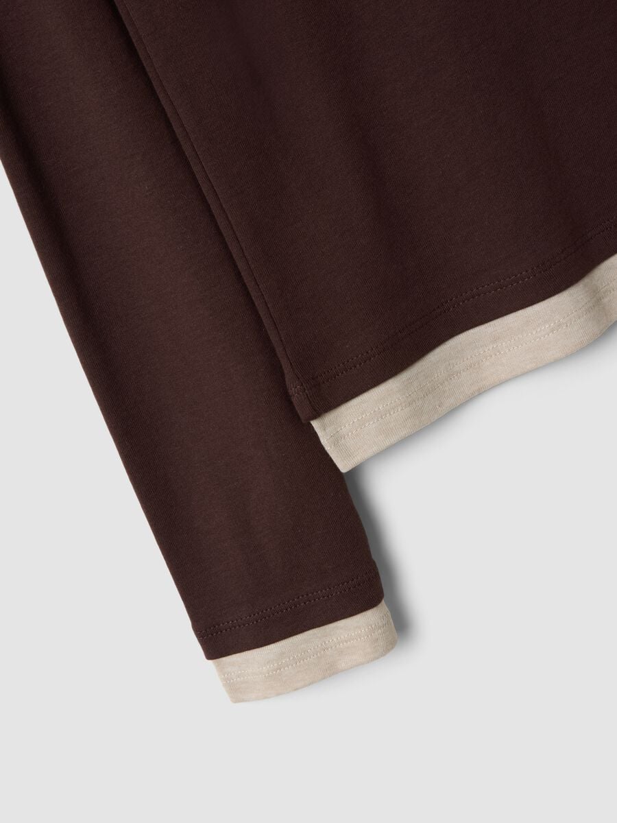 Brown cotton-blend crew-neck T-shirt_6