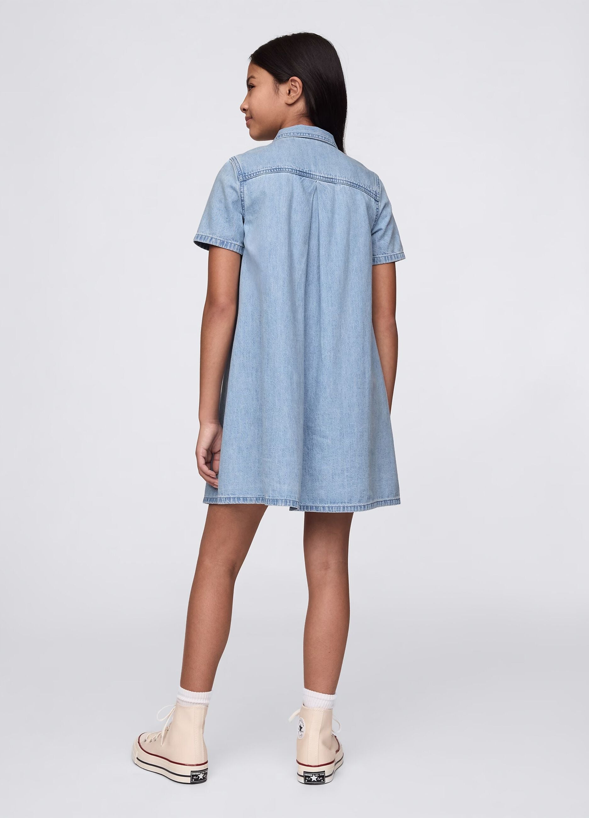 Denim dress in cotton with zip