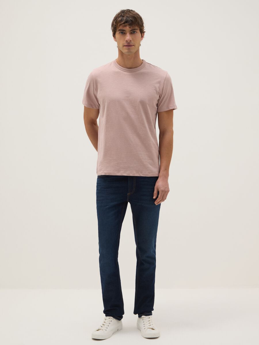 Regular fit pink short-sleeved pure cotton T-shirt_1