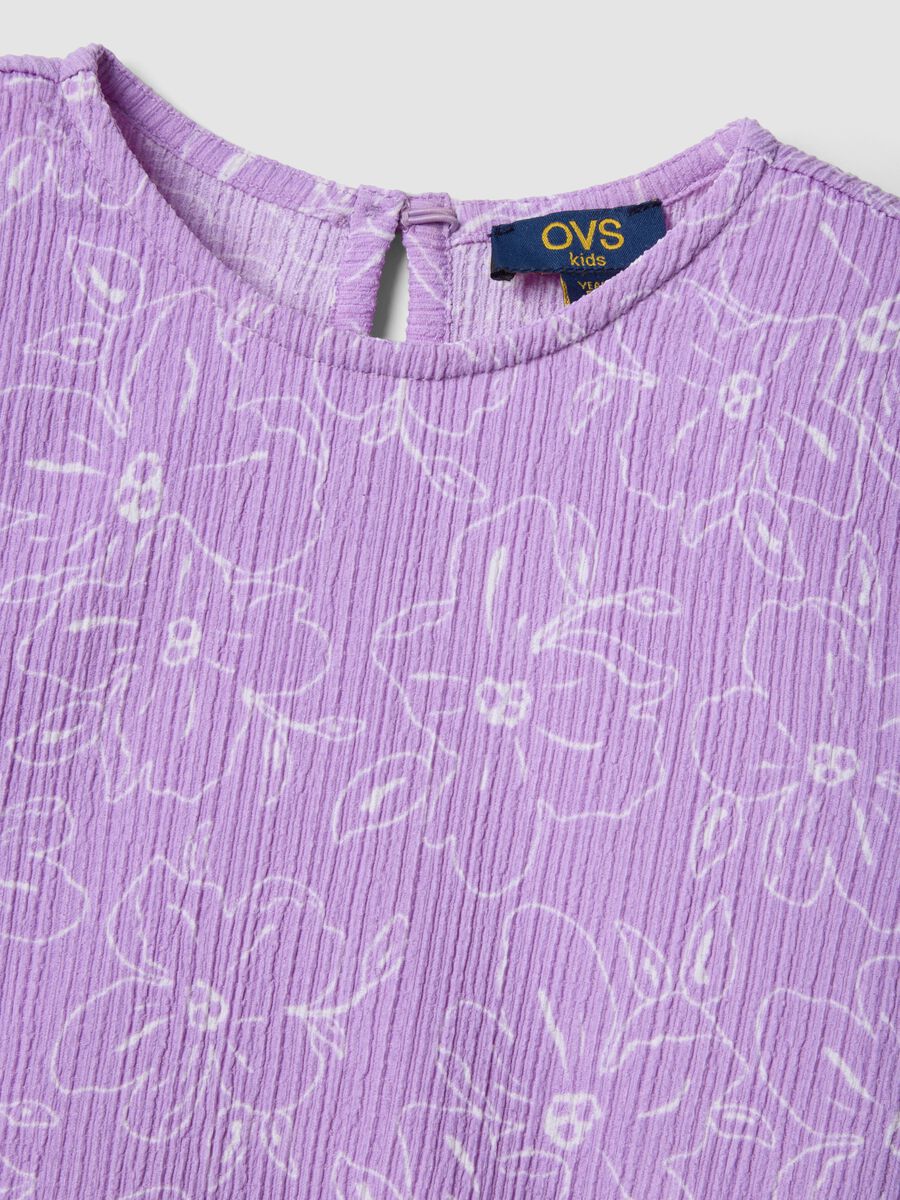 Lila Set aus Stretchstoff f&uuml;r M&auml;dchen mit Blumenprint_3