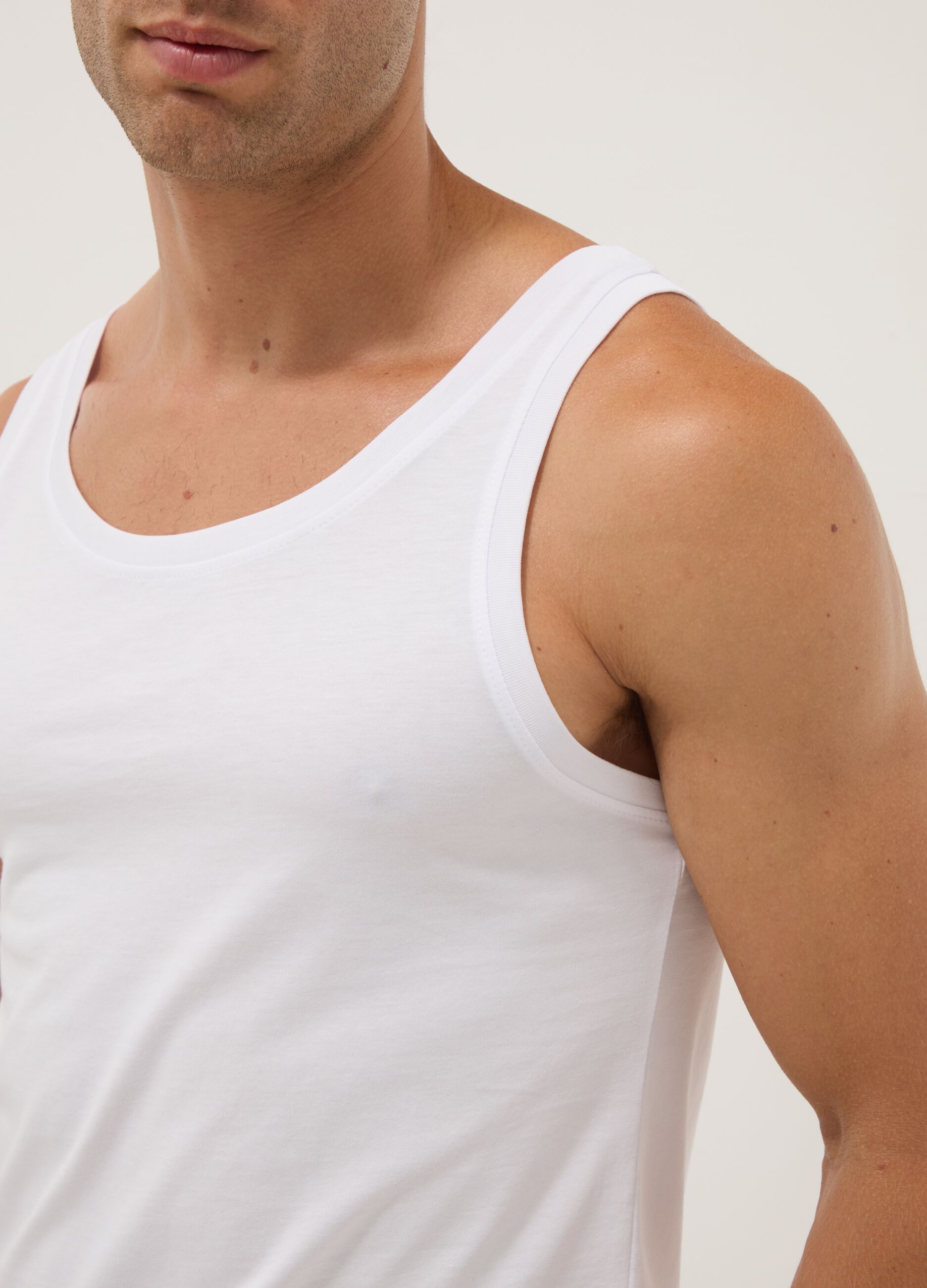 White Supima cotton vest top, regular fit