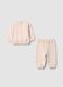 Pink organic cotton set with sweatshirt and teddy bear embroidered joggers_1