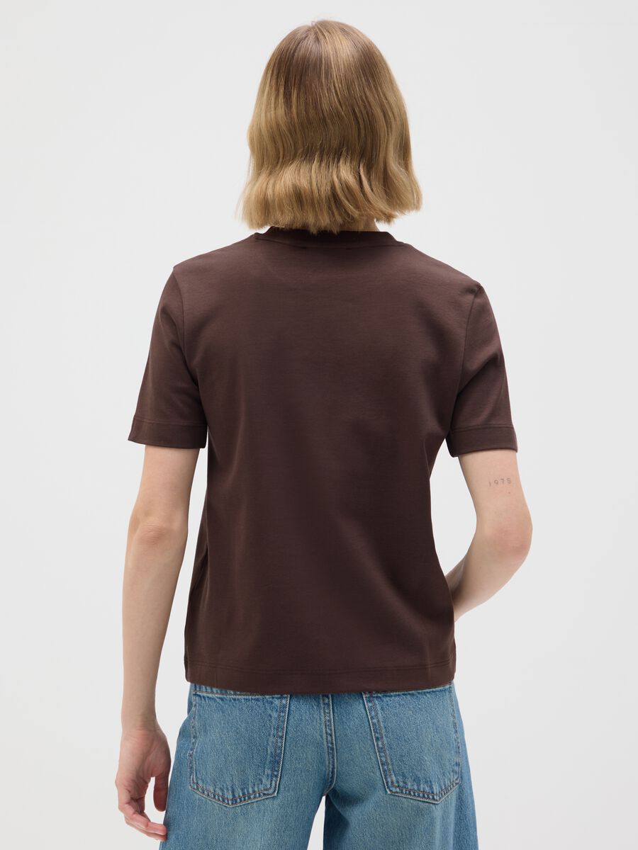 Brown pure cotton regular fit t-shirt_3