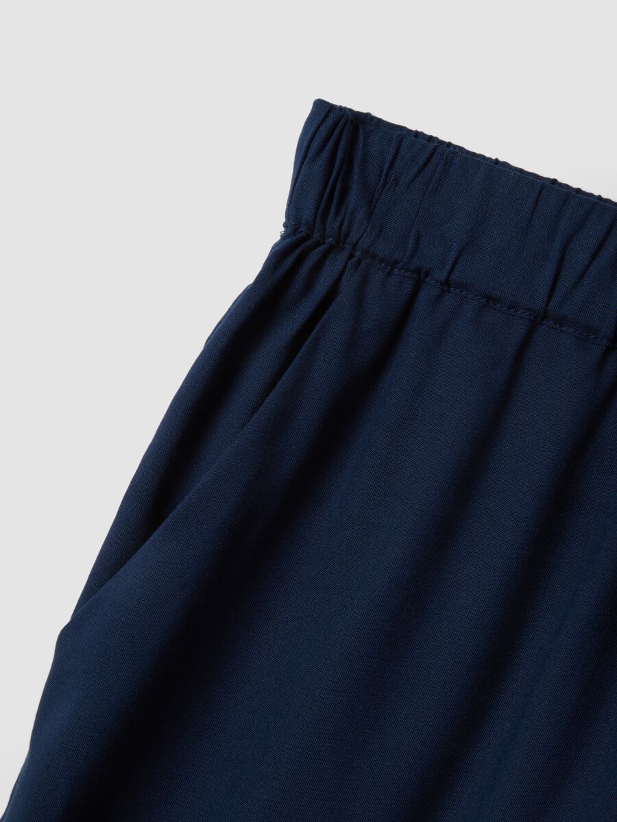 Blue pure viscose shorts with elasticated waist_5