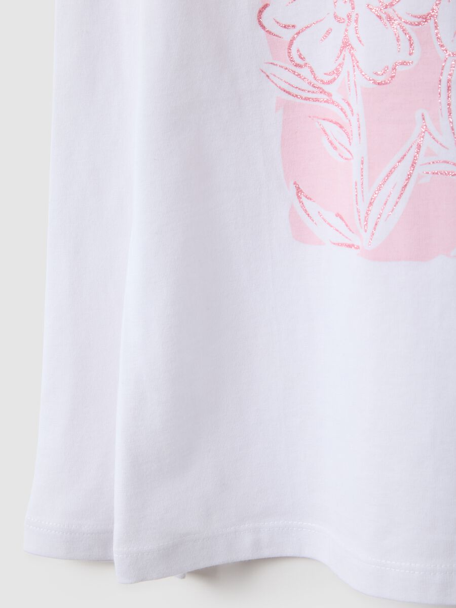 Girls' regular fit white pure cotton t-shirt with print_3