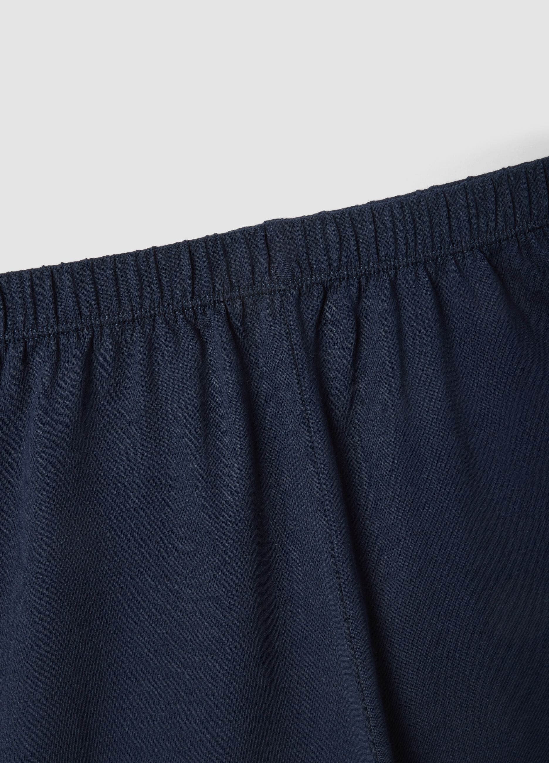 White pure cotton boys&rsquo; pyjamas with blue shorts