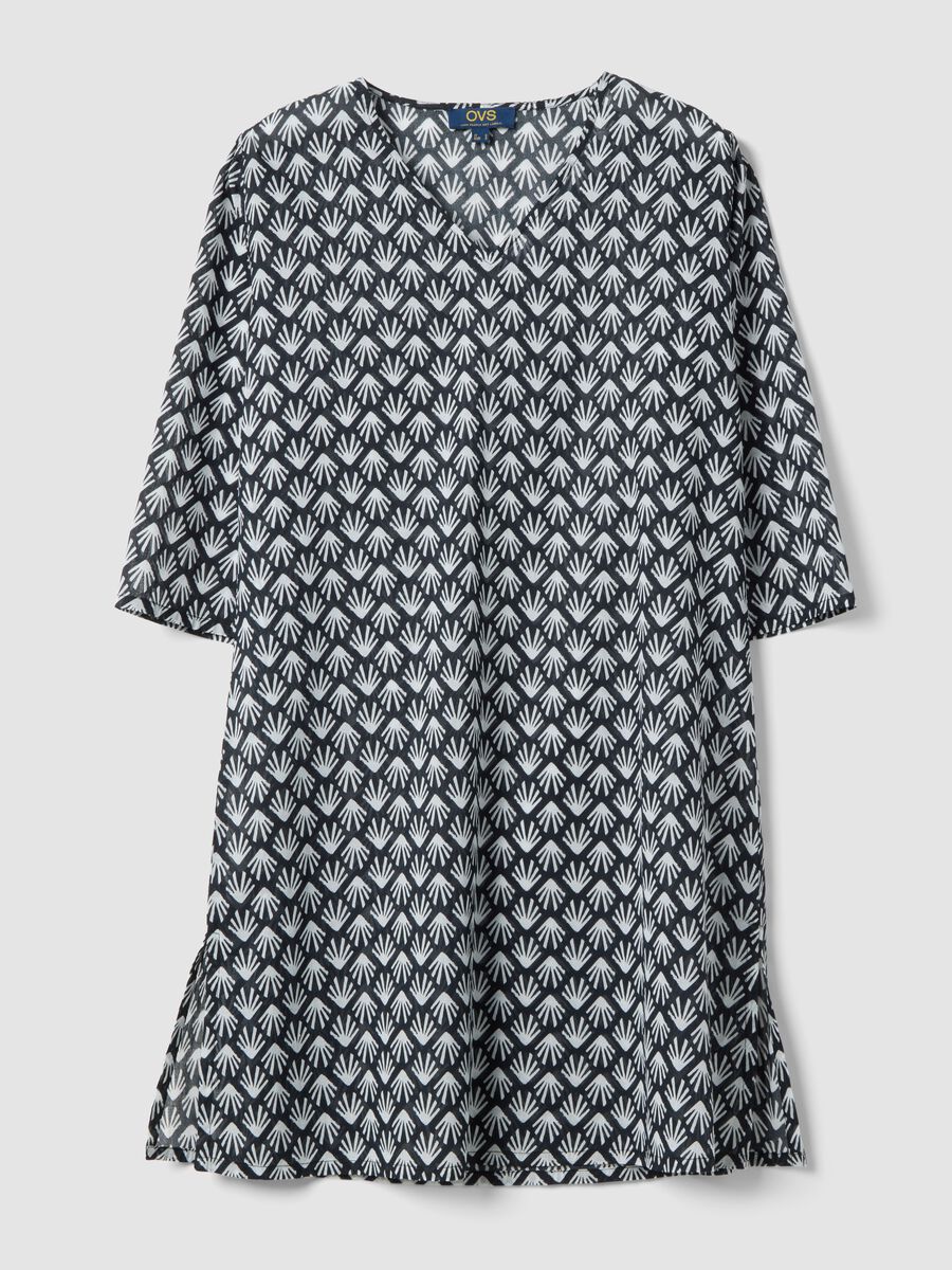 Multicolour Strandkleid aus reiner Baumwolle im Regular Fit mit V-Ausschnitt_4