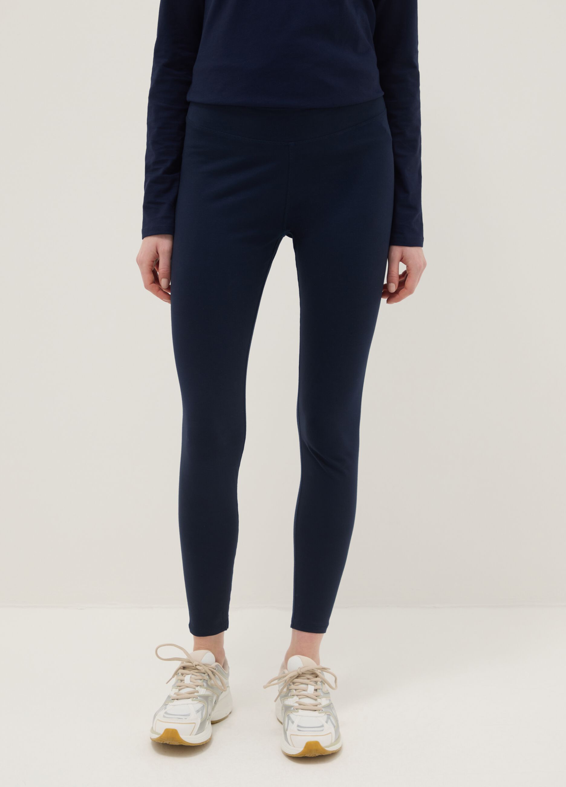 Blaue Slim Fit Stretch-Baumwoll-Leggings