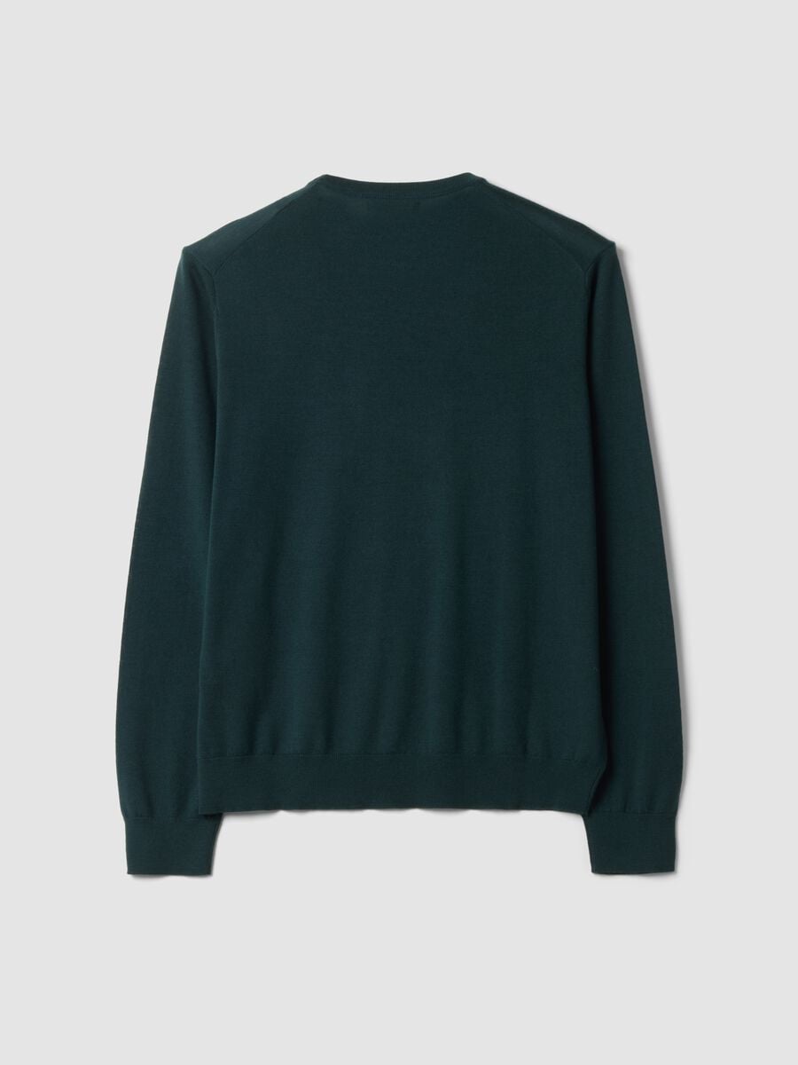 Green pure merino wool crew-neck jumper, regular fit_6